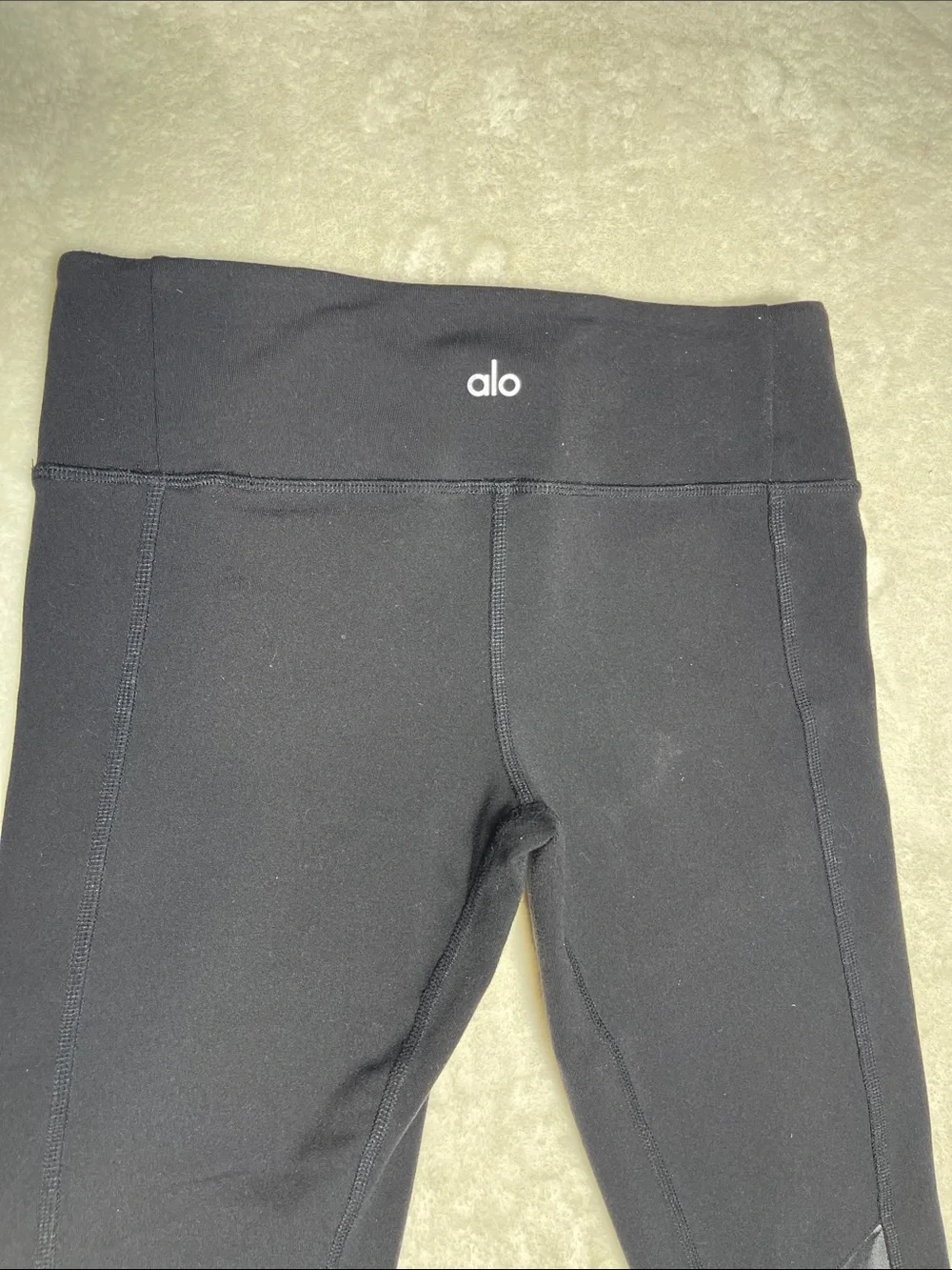 ALO Yoga Black Ribbed Moto-Panel Leggings Size Small